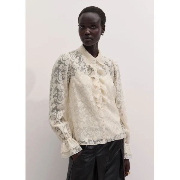 ME+EM 2-in-1 Ruffle Blouse in Light Cream