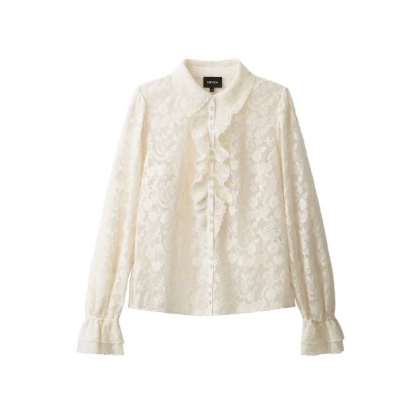 ME+EM 2-in-1 Ruffle Blouse in Light Cream