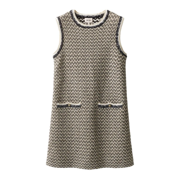 ME+EM A-Line Knit Mini Dress in Black Multi