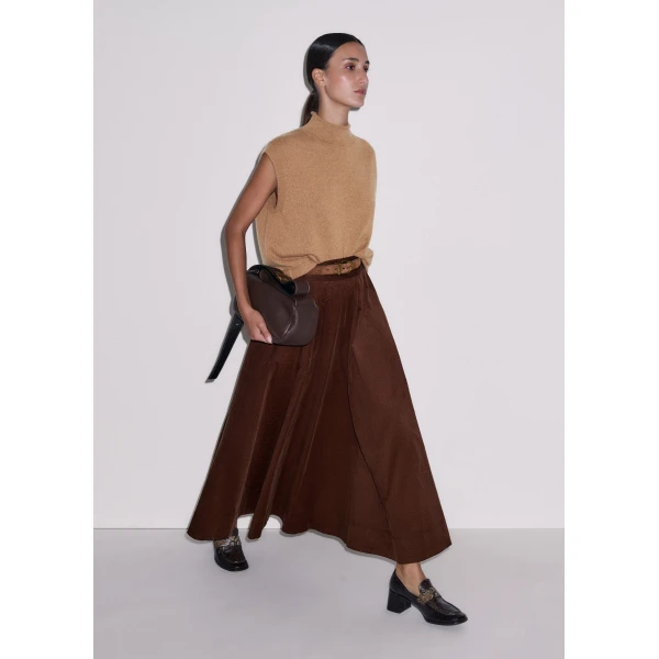 ME+EM A-Line Maxi Skirt in Deep Pecan Brown