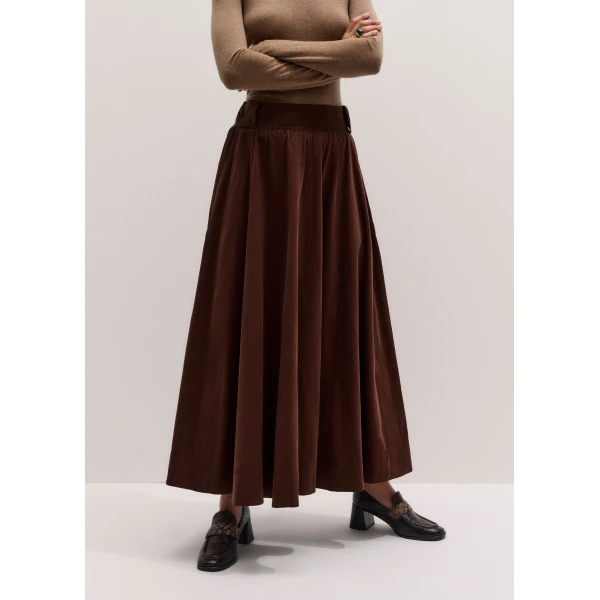 ME+EM A-Line Maxi Skirt in Deep Pecan Brown