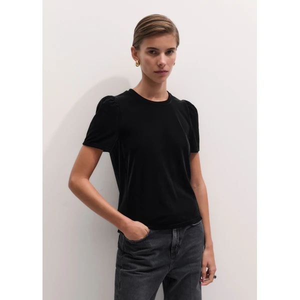 ME+EM AM-PM Fluid Tee in Black, view 6 | T-shirts | Coveti