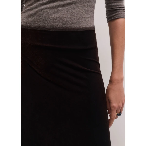 ME+EM AM-PM Midi Skirt in Dark Chocolate, view 6 | Midi Skirts | Coveti