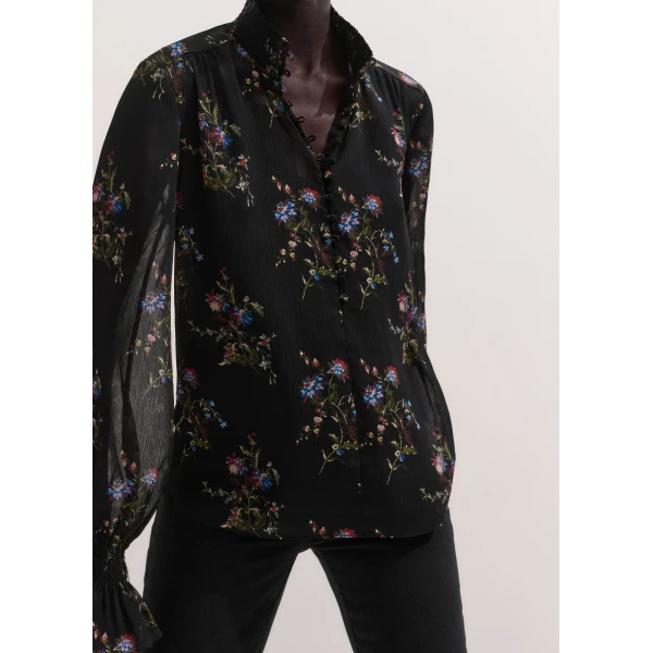 ME+EM AM-PM Straight Blouse in Black Multi