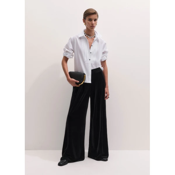 ME+EM AM-PM Wide-Leg Trouser in Black, view 2 | Wide leg pants | Coveti