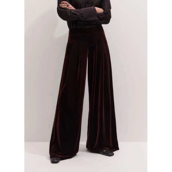 ME+EM AM-PM Wide-Leg Trouser in Dark Chocolate, view 2 | Wide leg pants | Coveti