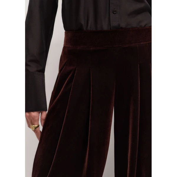 ME+EM AM-PM Wide-Leg Trouser in Dark Chocolate, view 3 | Wide leg pants | Coveti