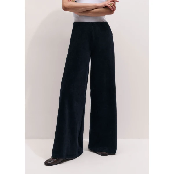 ME+EM AM-PM Wide-Leg Trouser in Navy, view 4 | Wide leg pants | Coveti