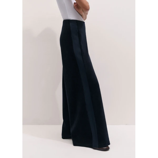 ME+EM AM-PM Wide-Leg Trouser in Navy, view 5 | Wide leg pants | Coveti