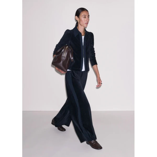 ME+EM AM-PM Wide-Leg Trouser in Navy, view 6 | Wide leg pants | Coveti