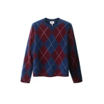 ME+EM Argyle Relaxed Jumper in Bright Navy/Merlot Red | Sweaters | Coveti