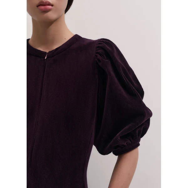 ME+EM Asymmetric Hem Dress in Merlot Red