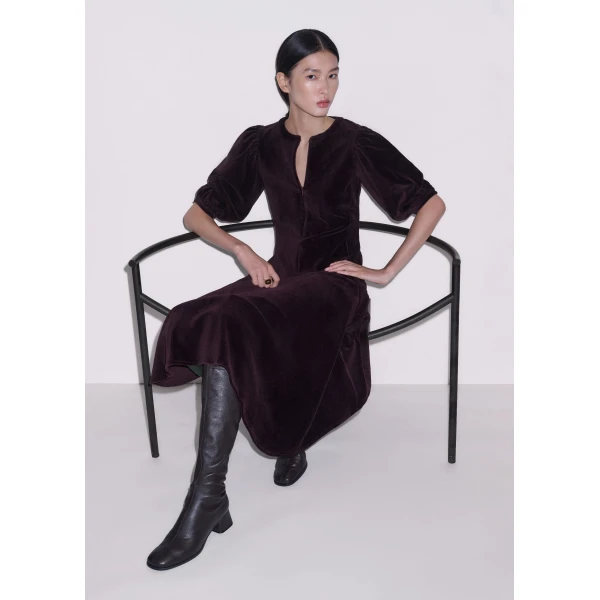ME+EM Asymmetric Hem Dress in Merlot Red