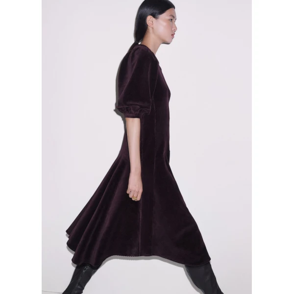 ME+EM Asymmetric Hem Dress in Merlot Red