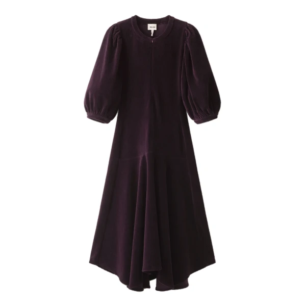 ME+EM Asymmetric Hem Dress in Merlot Red