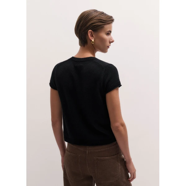 ME+EM Baby Tee in Black, view 6 | Sweaters | Coveti