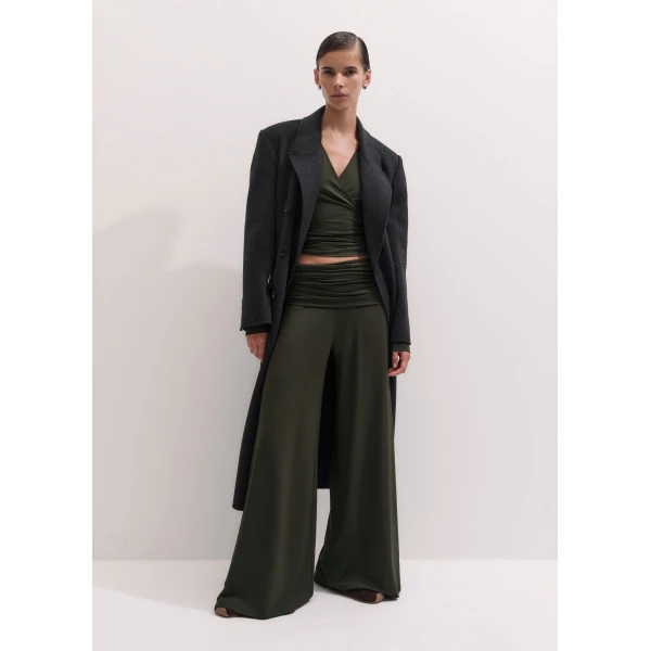 ME+EM Ballet Wrap Top in Rich Olive Green