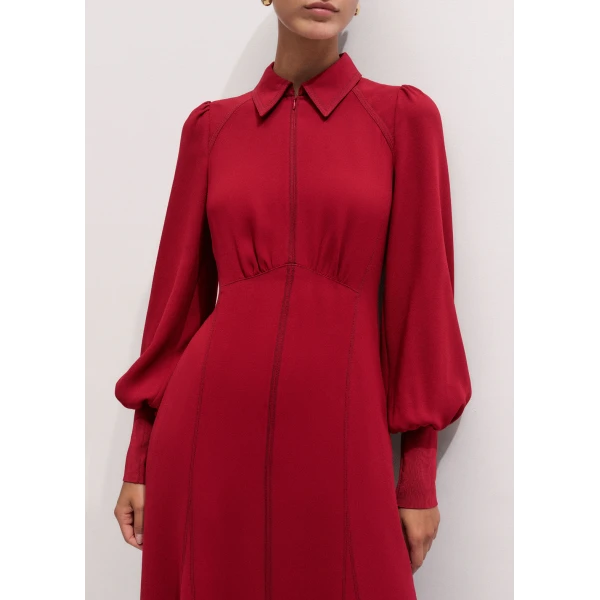 ME+EM Balloon Sleeve Maxi Dress in Barolo Red