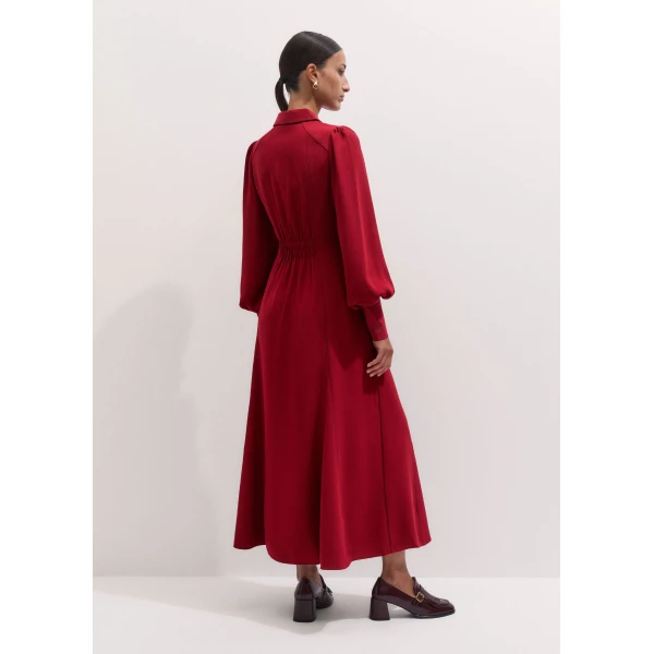 ME+EM Balloon Sleeve Maxi Dress in Barolo Red