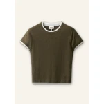 ME+EM Barely There Baby Tee in Rich Olive/Soft White