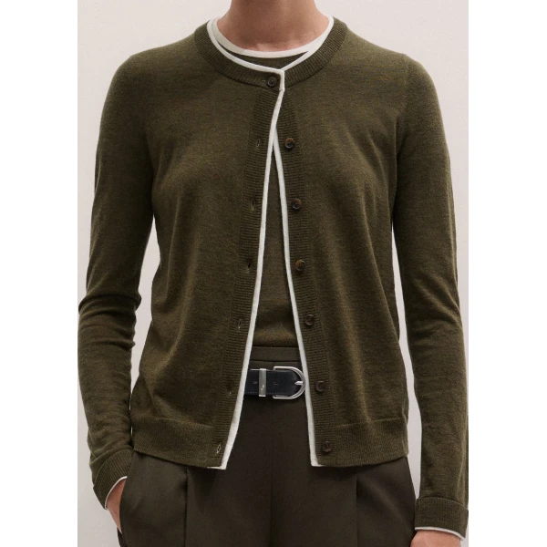 ME+EM Barely There Baby Tee in Rich Olive/Soft White