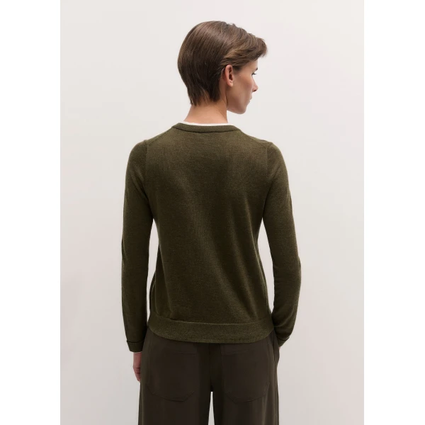 ME+EM Barely There Baby Tee in Rich Olive/Soft White