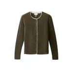 ME+EM Barely There Cardigan in Rich Olive/Soft White