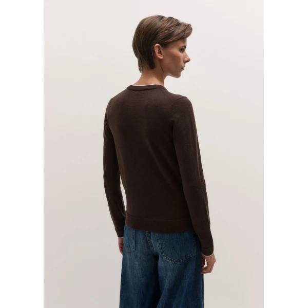 ME+EM Barely There Cardigan in Warm Chocolate/Soft White, view 5 | Cardigan | Coveti