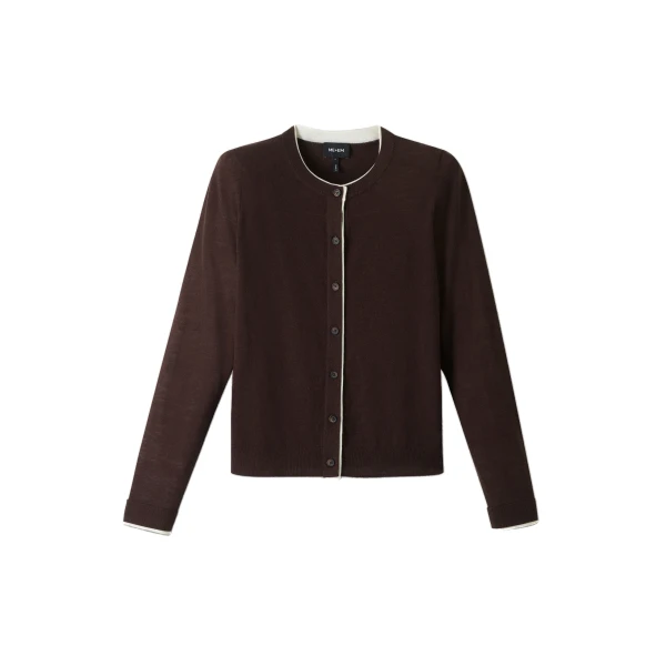 ME+EM Barely There Cardigan in Warm Chocolate/Soft White