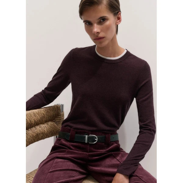 ME+EM Barely There Jumper in Merlot Mélange/Soft White
