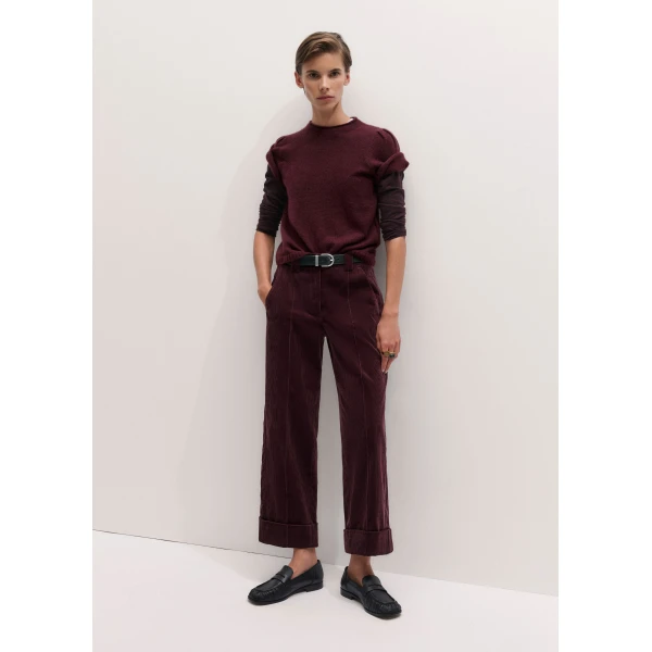 ME+EM Barely There Jumper in Merlot Mélange/Soft White