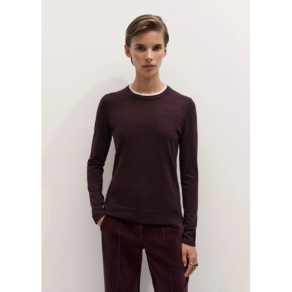 ME+EM Barely There Jumper in Merlot Mélange/Soft White