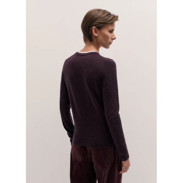 ME+EM Barely There Jumper in Merlot Mélange/Soft White