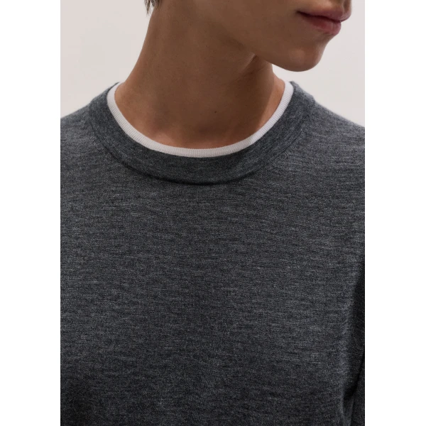 ME+EM Barely There Jumper in Mid Grey Mélange/Soft White