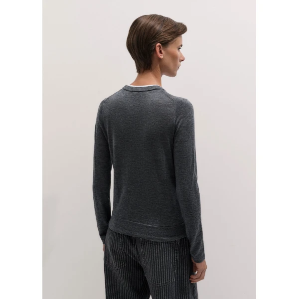 ME+EM Barely There Jumper in Mid Grey Mélange/Soft White