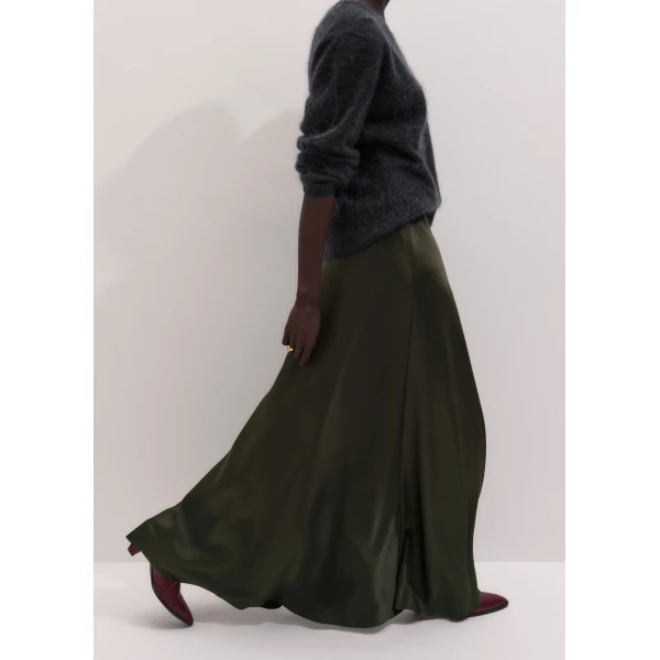 ME+EM Bias Full-Length Skirt in Bay Green, view 2 | Maxi Skirts | Coveti