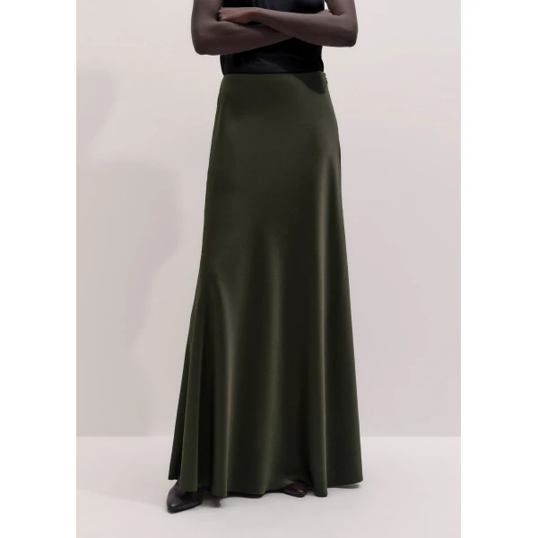 ME+EM Bias Full-Length Skirt in Bay Green, view 4 | Maxi Skirts | Coveti