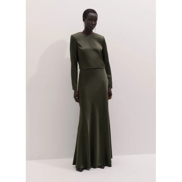 ME+EM Bias Full-Length Skirt in Bay Green, view 5 | Maxi Skirts | Coveti
