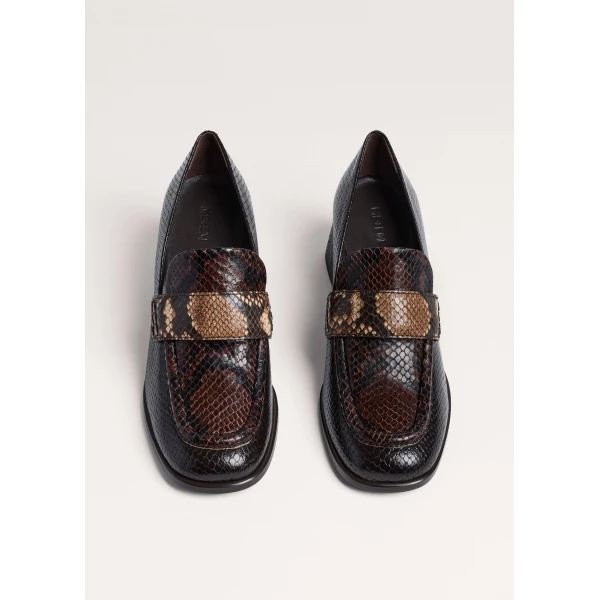 ME+EM Block Heel Loafer in Tan/Chocolate, view 2 | Heels | Coveti