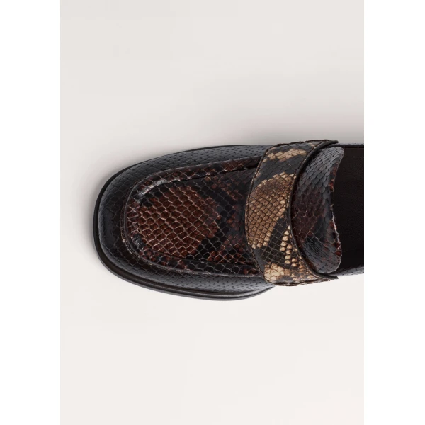 ME+EM Block Heel Loafer in Tan/Chocolate, view 5 | Heels | Coveti