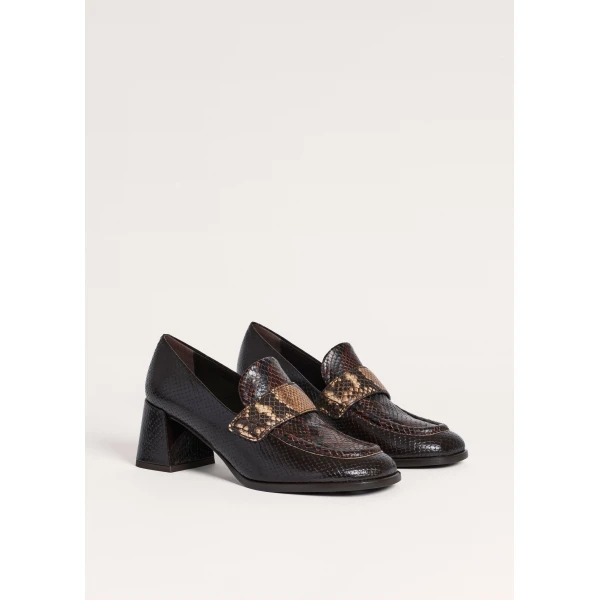 ME+EM Block Heel Loafer in Tan/Chocolate, view 6 | Heels | Coveti
