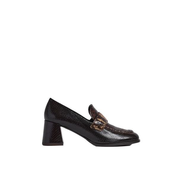 ME+EM Block Heel Loafer in Tan/Chocolate
