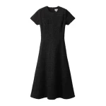 ME+EM Bouclé Jersey Fit + Flare Midi Dress in Black | Midi Dresses | Coveti
