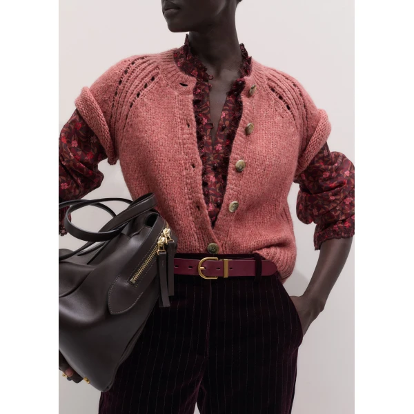 ME+EM Button Front Straight Tee in Smoke Pink