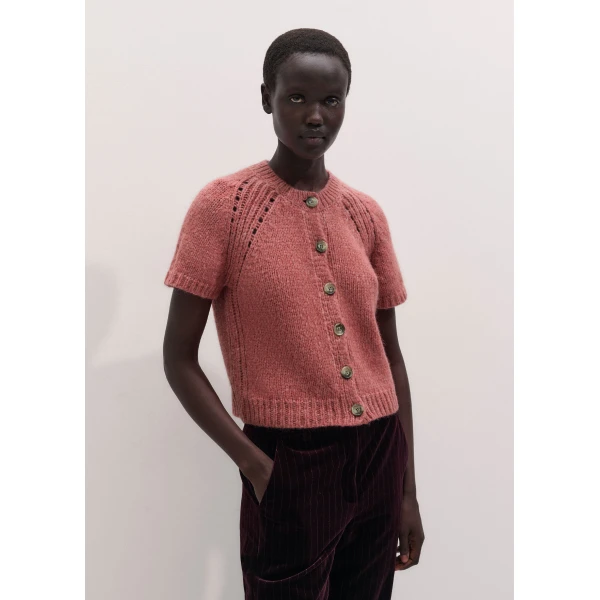 ME+EM Button Front Straight Tee in Smoke Pink