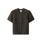 ME+EM Button Front Straight Tee in Warm Chocolate Mélange