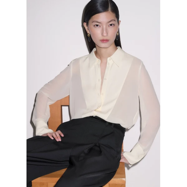 ME+EM Clever Panel Evening Shirt in Light Cream