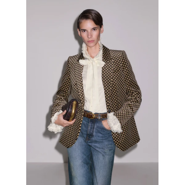 ME+EM Collar Straight Blouse in Light Cream