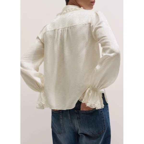 ME+EM Collar Straight Blouse in Light Cream