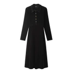 ME+EM Cord Velour Fit + Flare Midi Dress in Black | Midi Dresses | Coveti